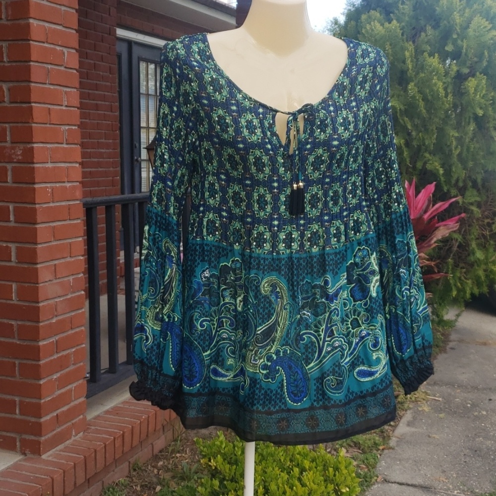 Melissa Paige Pleated Boho Chic Blouse
